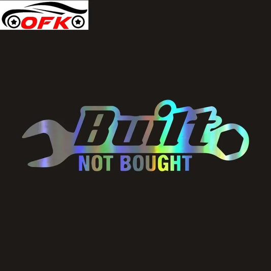 Personality Laser Car Sticker Built Not Bought Automobiles Motorcycles