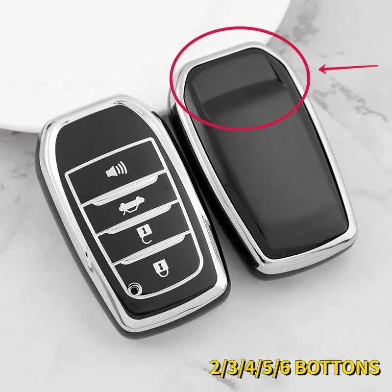 Silver Tpu Car Key Case Cover Shell for Toyota Fortuner Rav4
