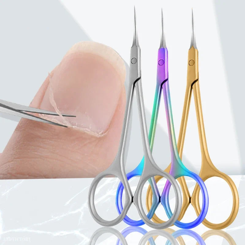 Stainless Steel Cuticle Scissors Dead Skin Remover For Nails Art