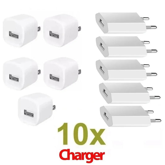 5-10Pcs Universal 5V 1A US Eu AC Home Travel Wall Charger Adapters For