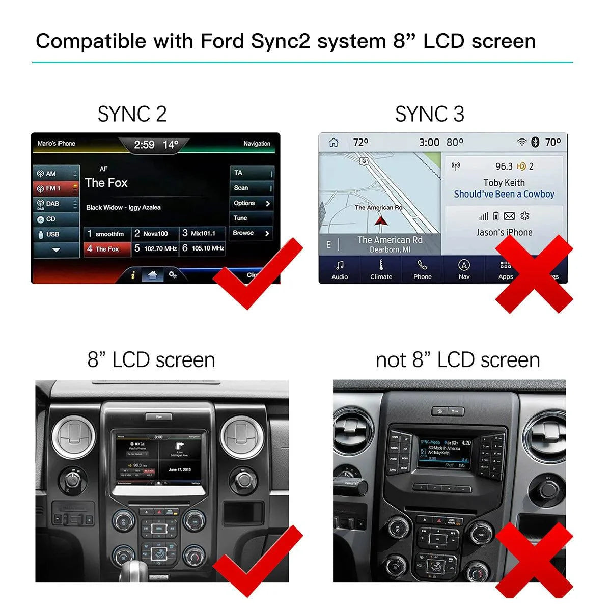 CARABC Wireless Carplay Android Auto for Ford Sync2 System Explorer