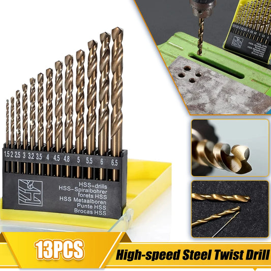 13Pcs Metric Drill Bits Set 1-10mm Tip Work for Glass Metal Tile