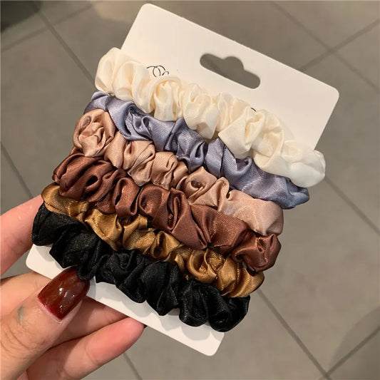 6Pcs Elegant Hair Scrunchies Women Minimalist Simulation Silk Hair