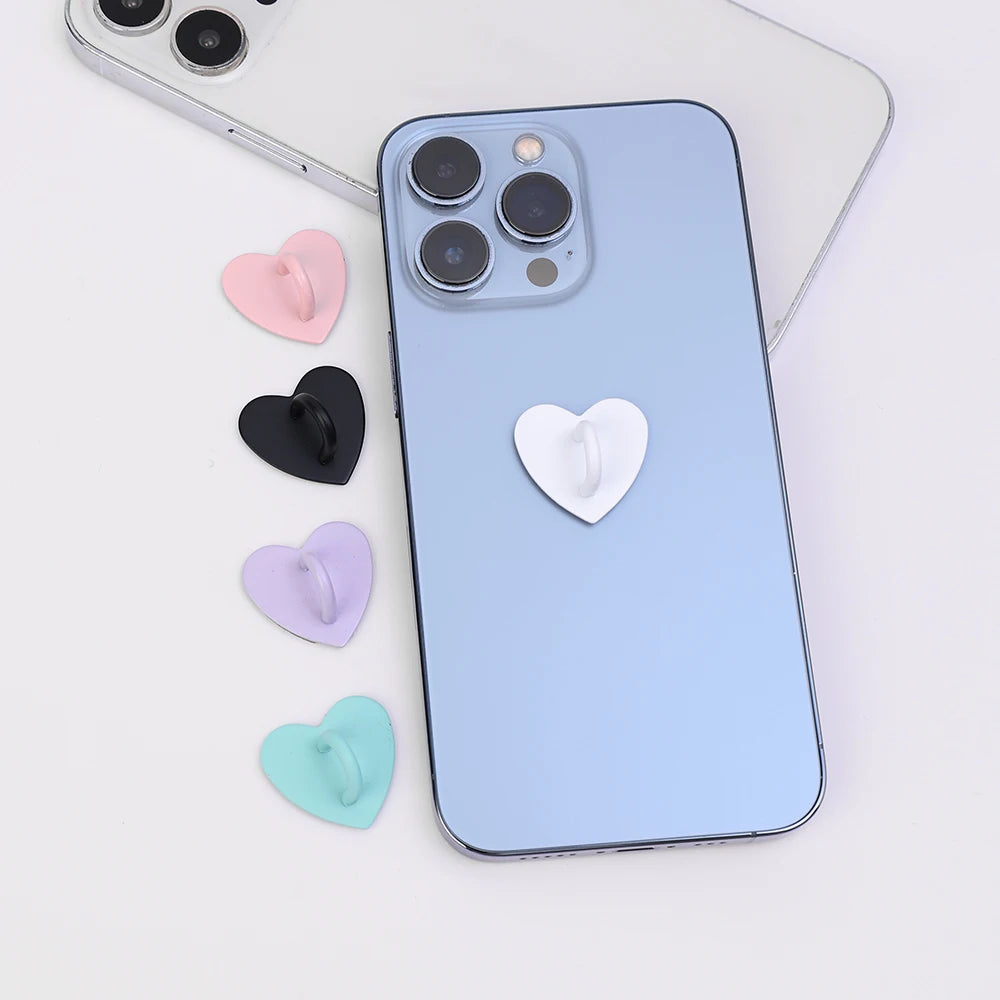 Kawaii Adhesive Metal Heart Phone Charm Holder Mobile Phone Case