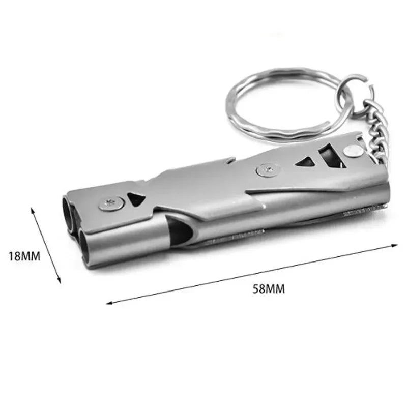 1Pcs Double Pipe Whistle Pendant Keychain High Decibel Outdoor