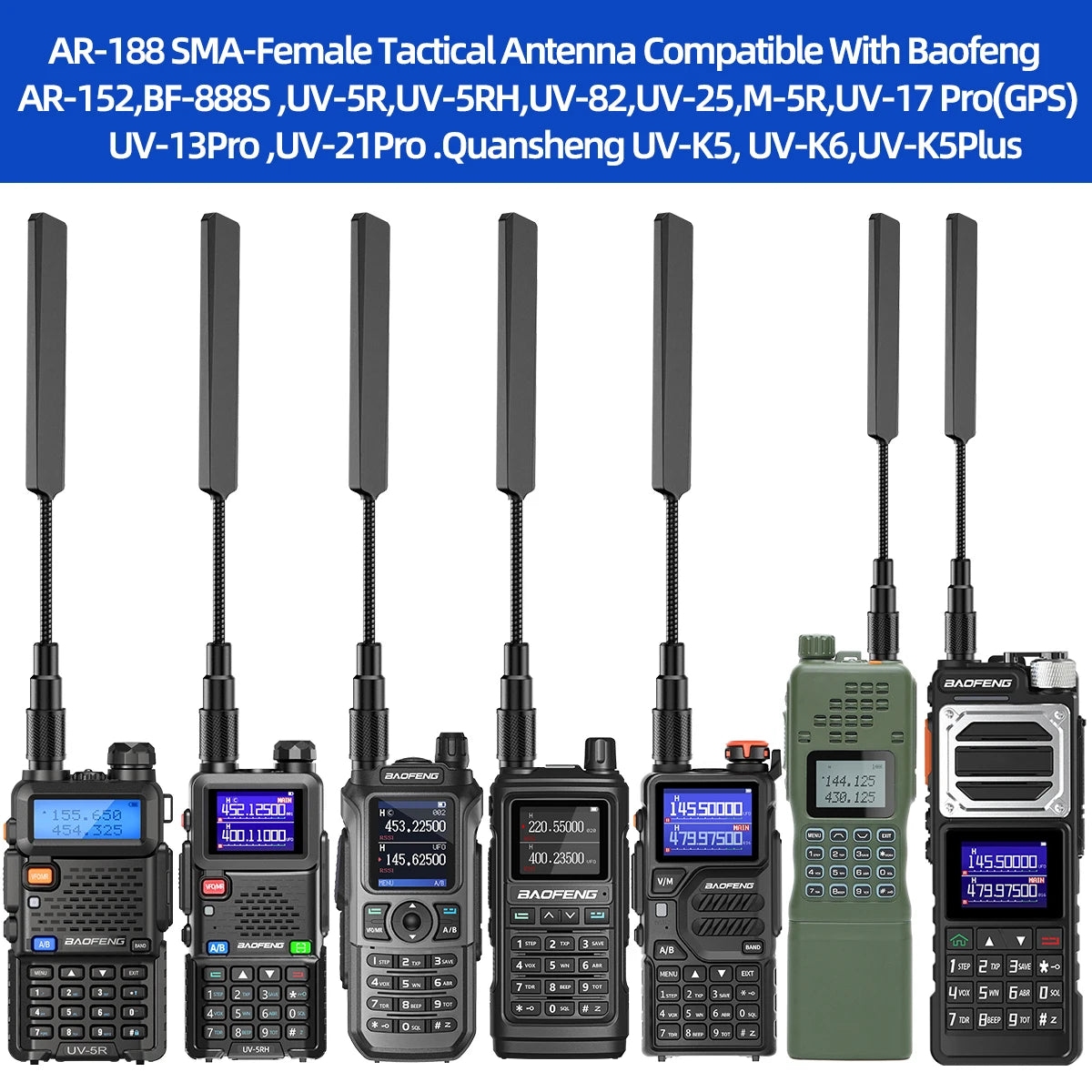 ABBREE AR-188 Gooseneck Tactical Antenna SMA-Female VHF UHF for