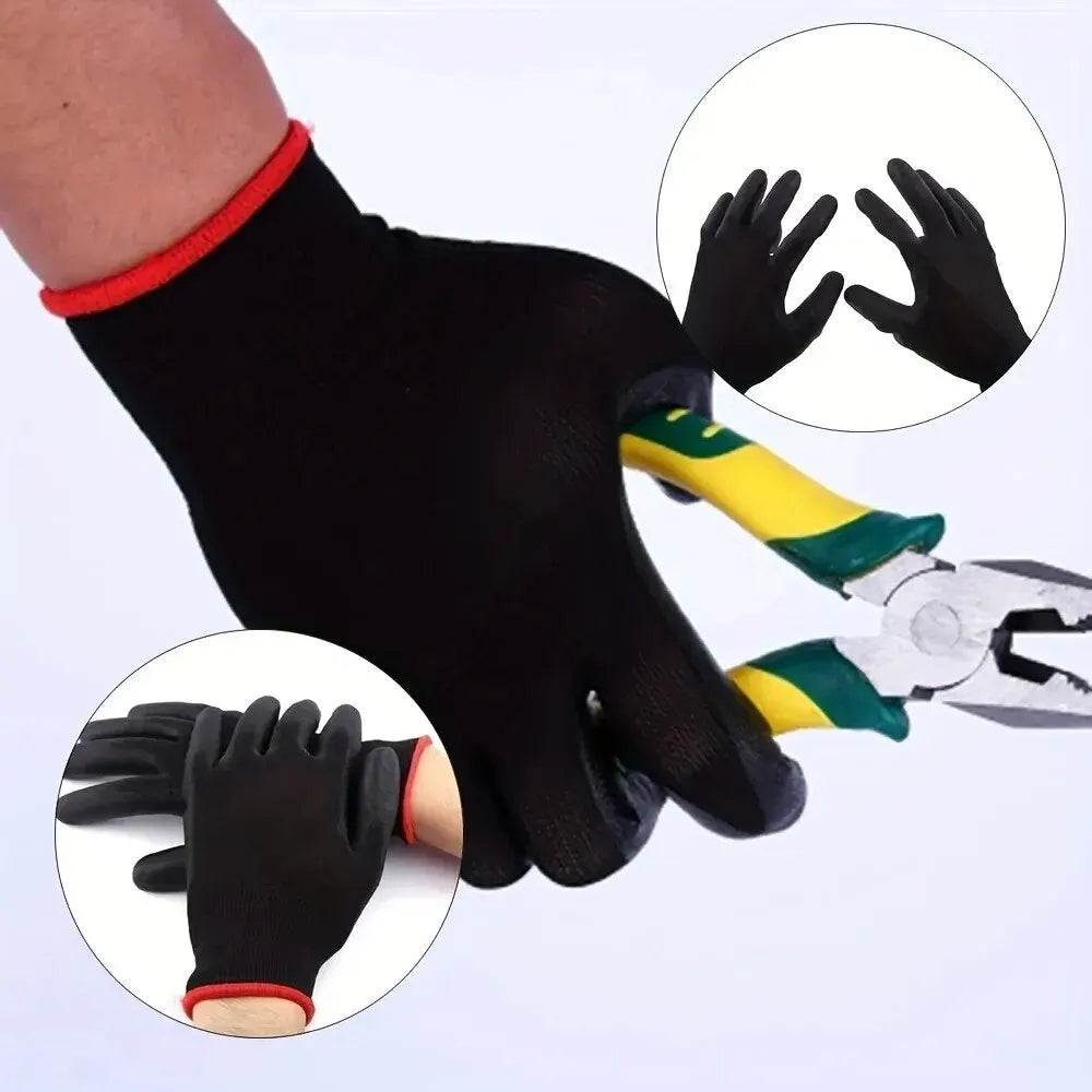 10 Pairs Durable Safety Gloves - Anti-Slip, Wear-Resistant, ESD