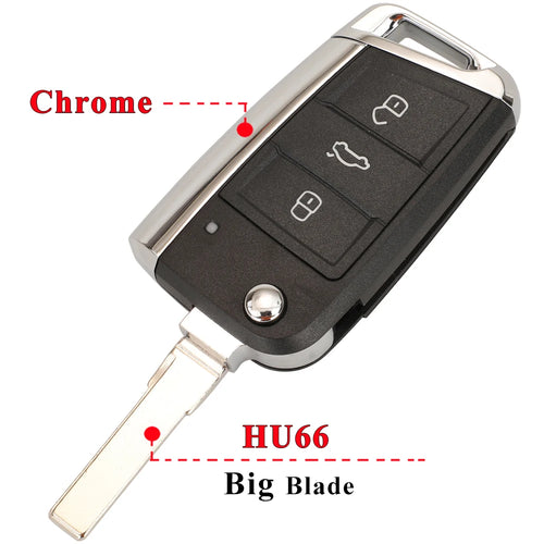 jingyuqin Flip Car Key Shell Case Fob For VW Golf 7 Sportsvan GTI MK7
