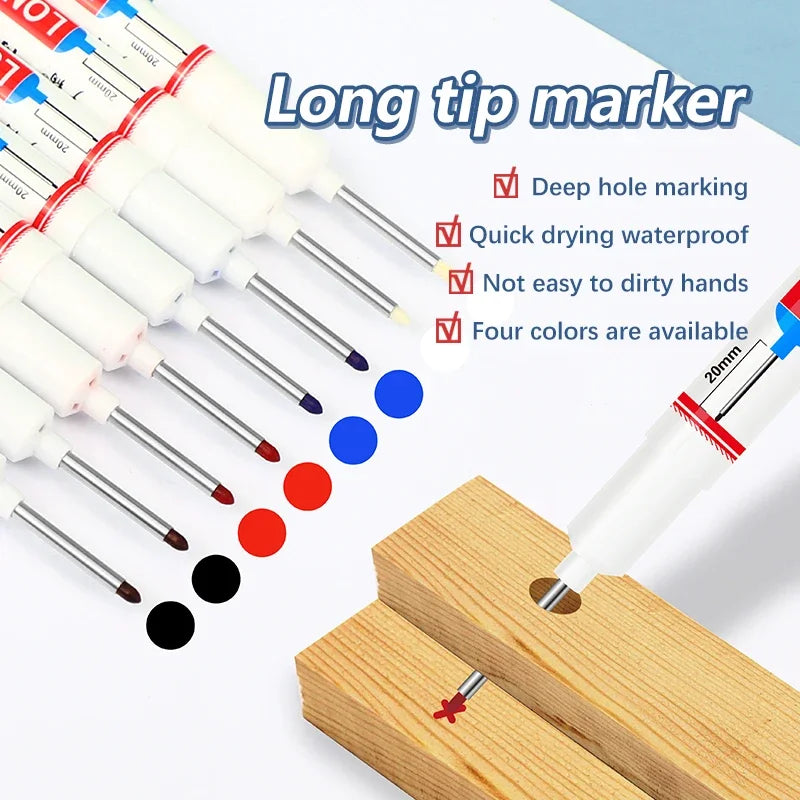 4Pcs/Set 20mm Deep Hole Long Nib Head Markers For Metal Perforating