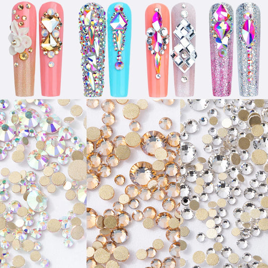 2880PCS SS3-SS20 Multi-colors Mix Size Nail Art Rhinestones Flatback