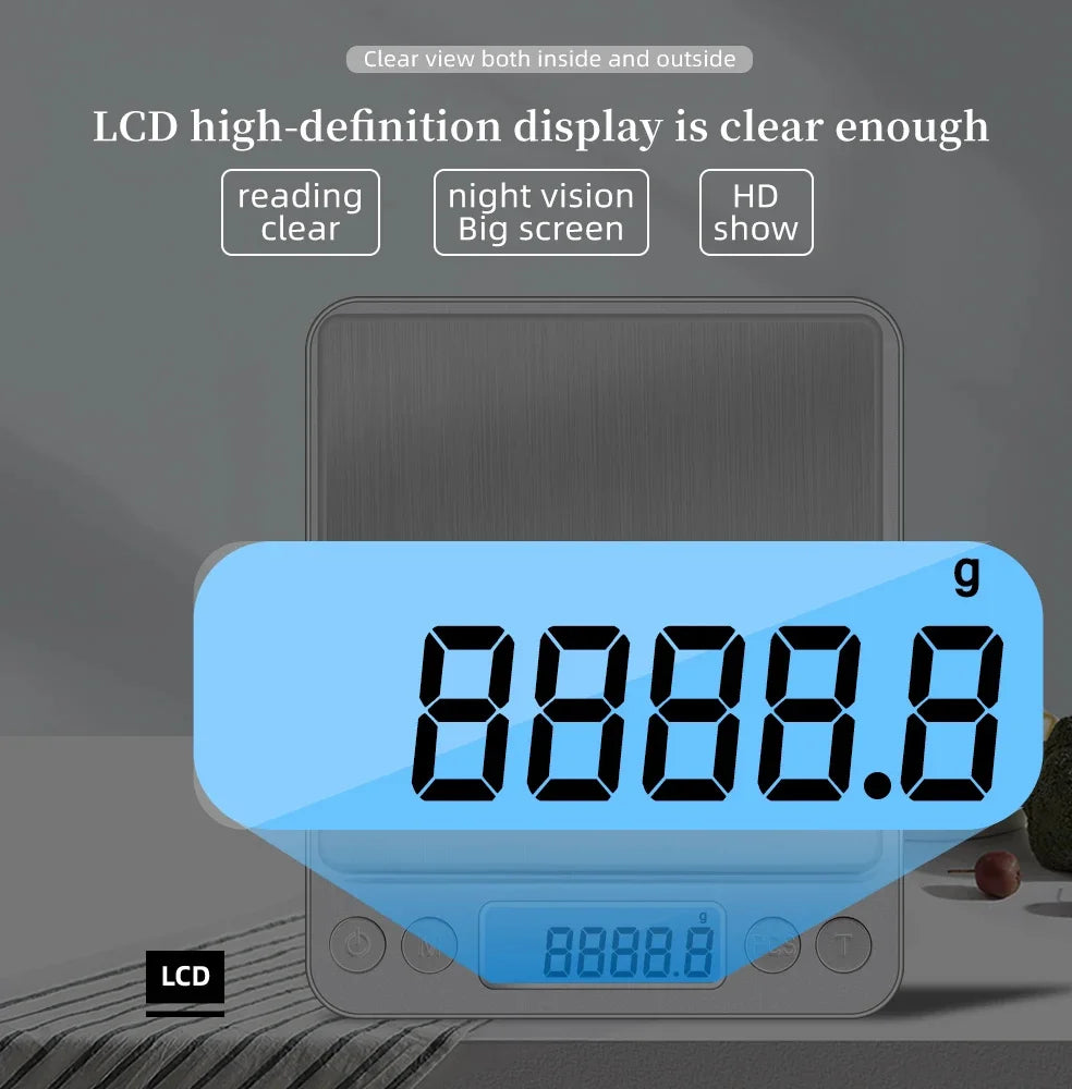 3Kg/500G 0.01g Digital Kitchen Scale Precision Scales Jewelry Weighing