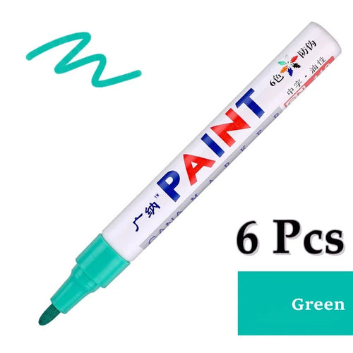 6 Pcs Colorful Permanent Paint Marker Waterproof White Markers tire
