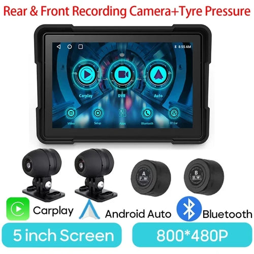 FOR Motorcycle Carplay Waterproof 1080P 5 Inch WiFi Wireless