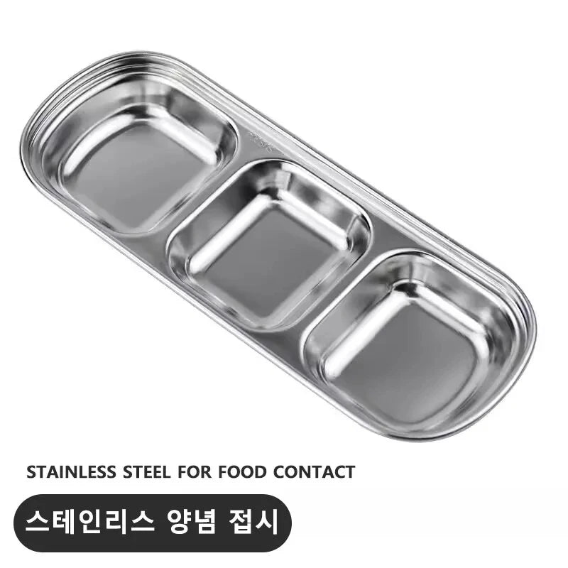 304 Stainless Steel 3-compartment Dip Tray Seasoning Sauce Seasoning