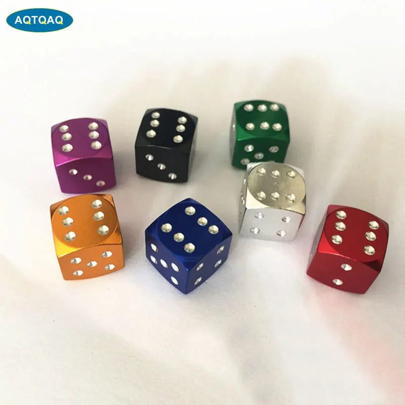 4Pcs/Lot Aluminum Alloy Car-styling AUTO Dice Dust Valve Caps Car