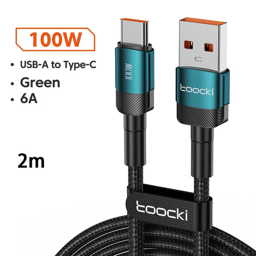 Toocki 6A USB To Type C Cable for Huawei Xiaomi PD 100W Fast Charging