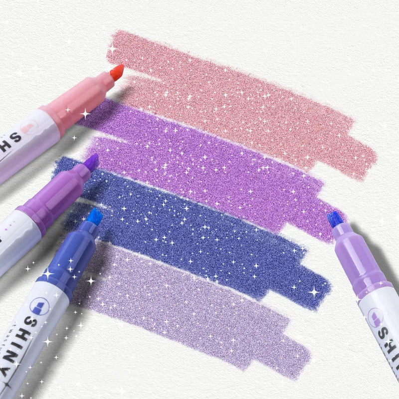 4 Colors Highlighter Pens Glitter Highlighter Markers Kawaii