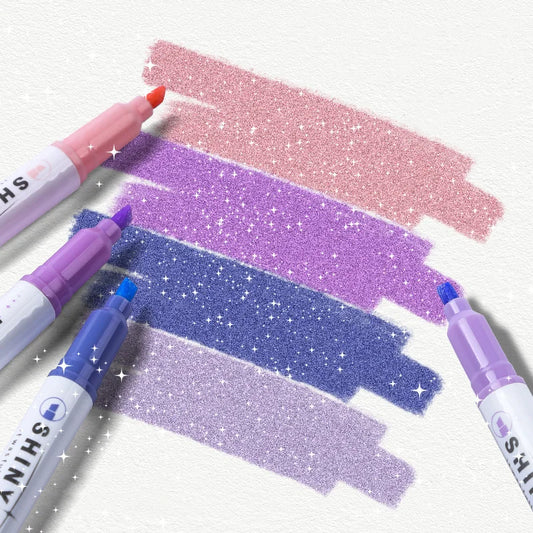 4 Colors Highlighter Pens Glitter Highlighter Markers Kawaii