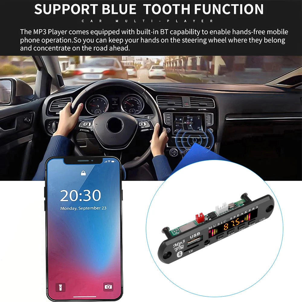 Kebidu Bluetooth 5.0 Car Kit Wireless MP3 Decoder Board Audio 9V-12V