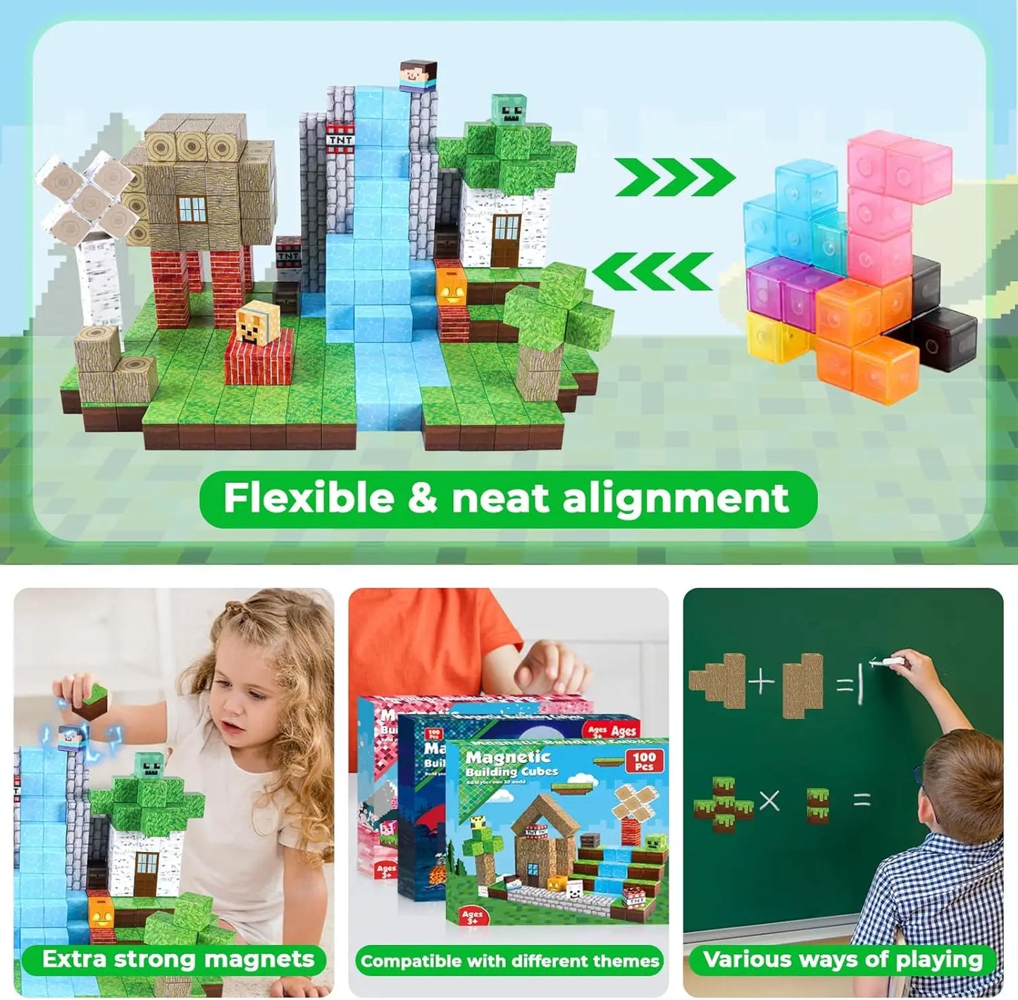 192PCS Magnetic Building Blocks Mine Magnet World Set Toys STEM