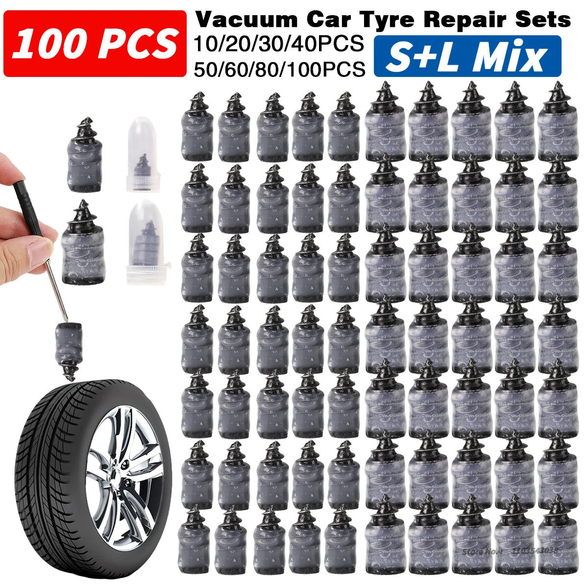 Car Tyre Repair Rubber Nail Set Universal Car Motorcycle Tyre Repair