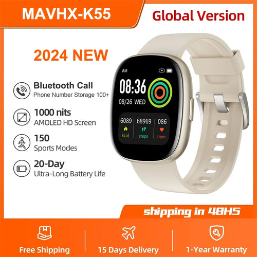 For Android Xiaomi Sport GPS Smart Watch Women 1.83'' HD AMOLED Full