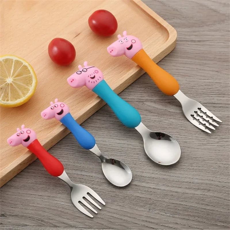 Hasbro Peppa Pig Tableware Fork Spoon Action Doll Toy George Pig Mom