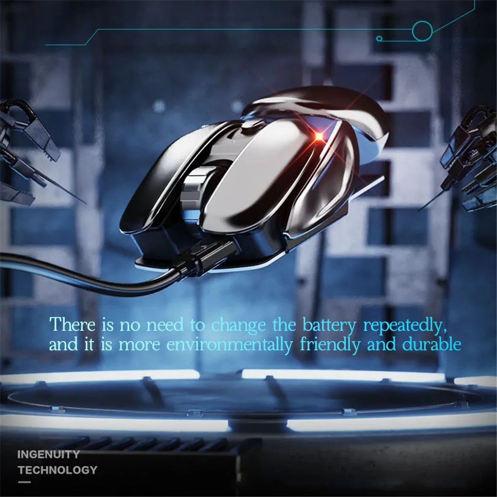 PX2 Metal 2.4G Wireless Mute 1600DPI Mouse 6 Buttons for PC Laptop