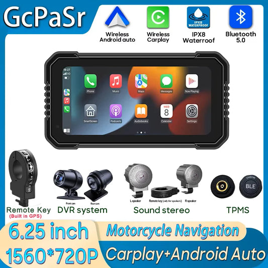 6.25 inch Motorcycle Navigation Screen 1560*720 Wireless CarPlay