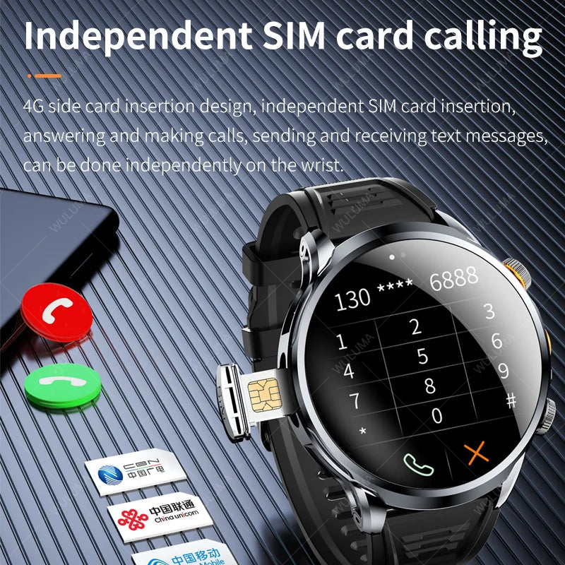 Google Play 1.95-inch 3D Smart Watch 4G Network SIM Card Download APP