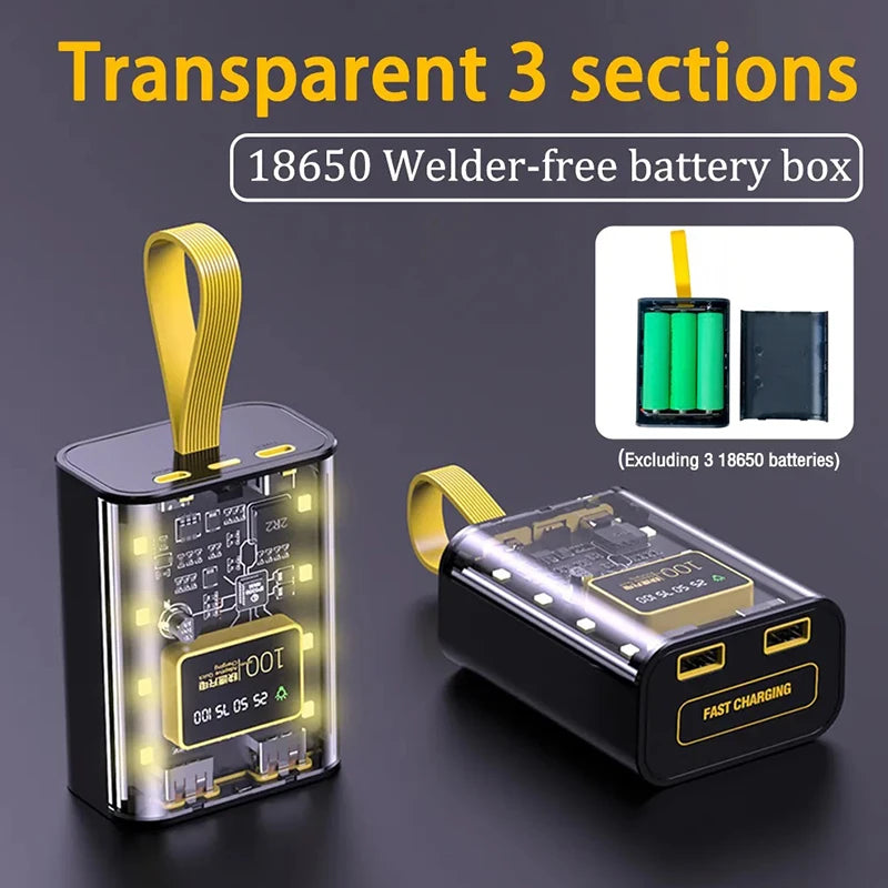 3*18650 Power Bank Cases Battery Storage Box Night Light Dual USB