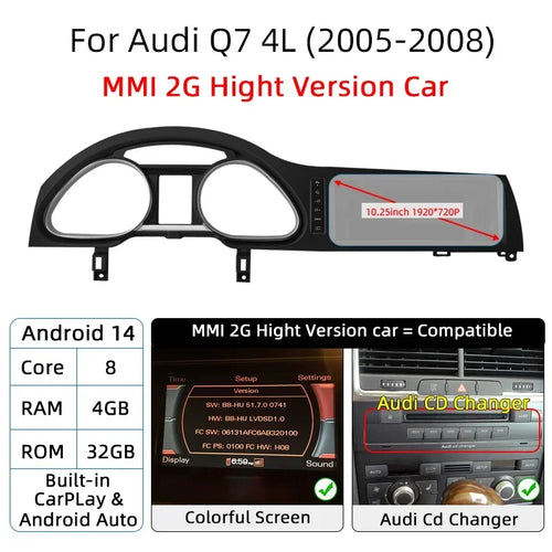 Android 14 Auto Radio CarPlay For Audi A6 C6 4f  For Audi Q7 4L