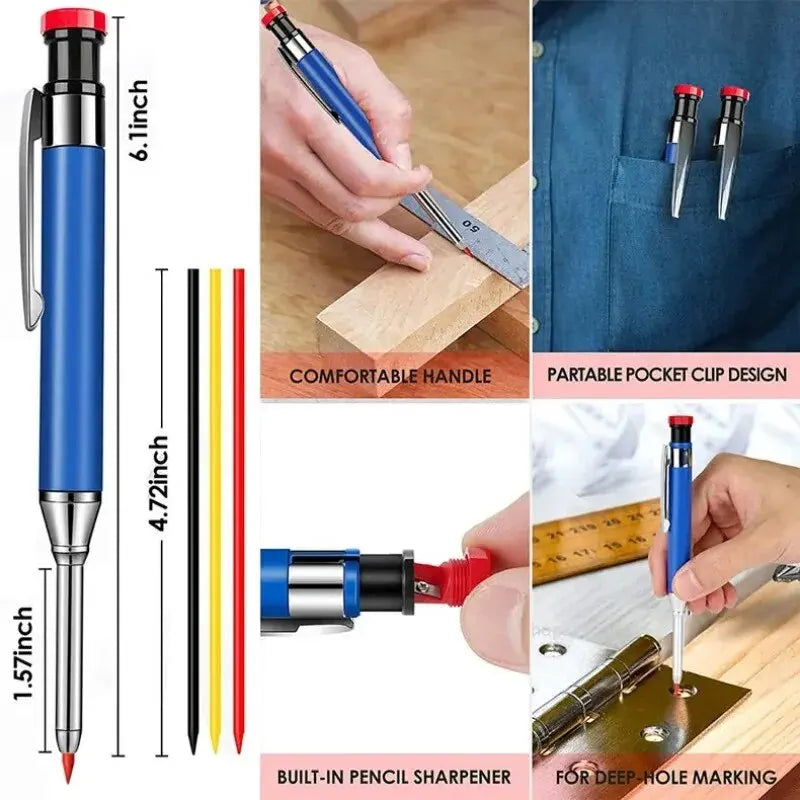Metal Solid Carpenter Pencil Mechanical Pencil Set Built-in Pencil