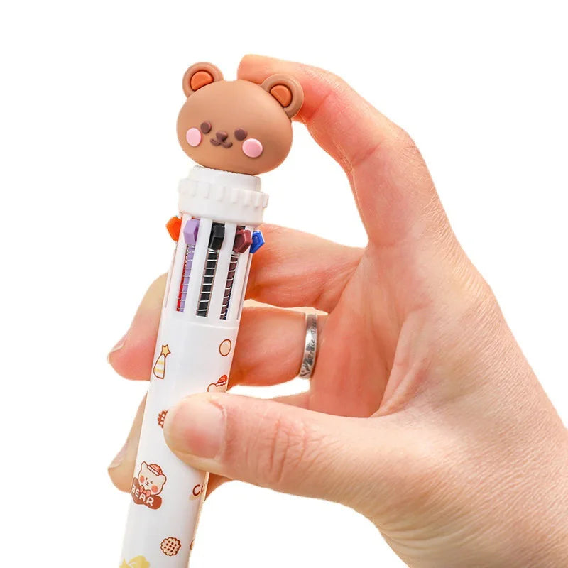 10 Colors Ballpoint Pen Cartoon Bear 0.5mm Colorful Ink Gel Pens