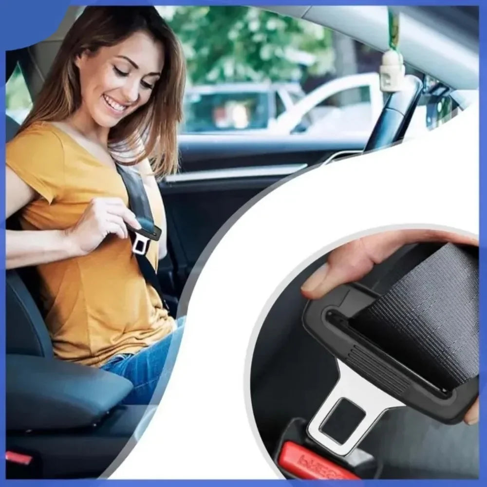2pcs Car Safety Belt Lock Universal Adjustable Black Straight Lock