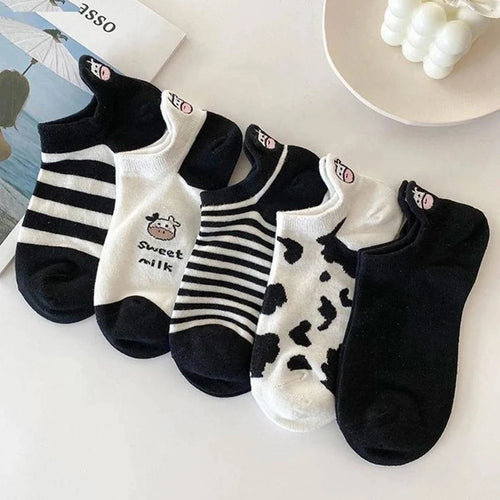 10 Pairs Women Low Socks Set With Cute Bear Pattern Fashionable Women