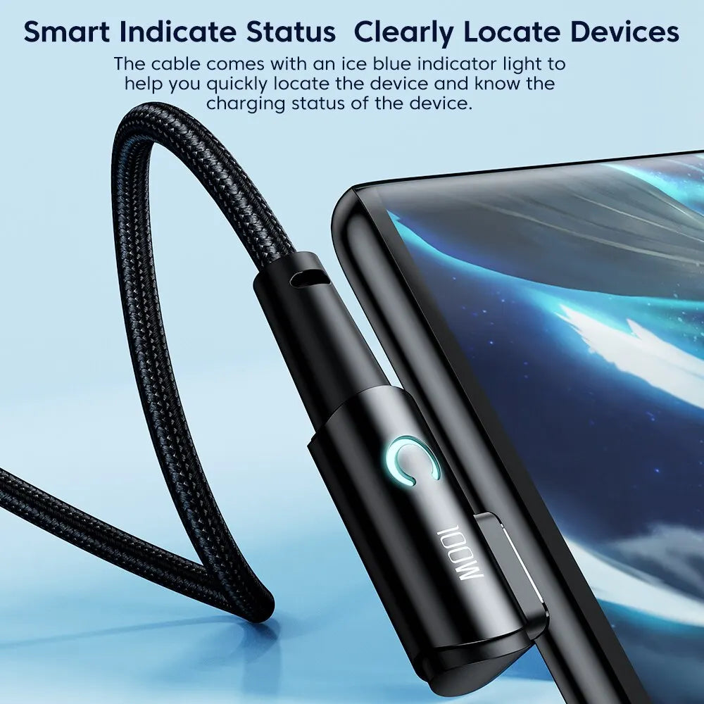 Toocki 6A USB C Cable 90 Degree For OPPO 100W Fast Charging Cord For