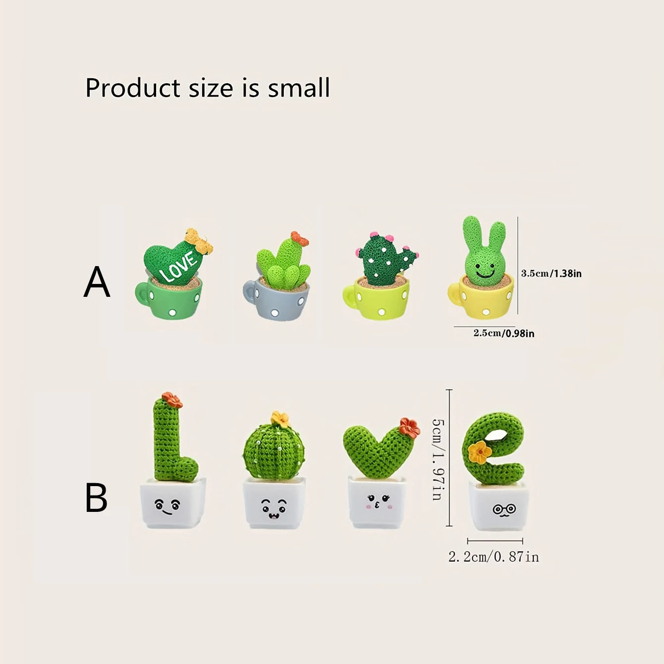 1 Set Of 4, Resin Succulent Cactus Mini Green Plant Car Office Home