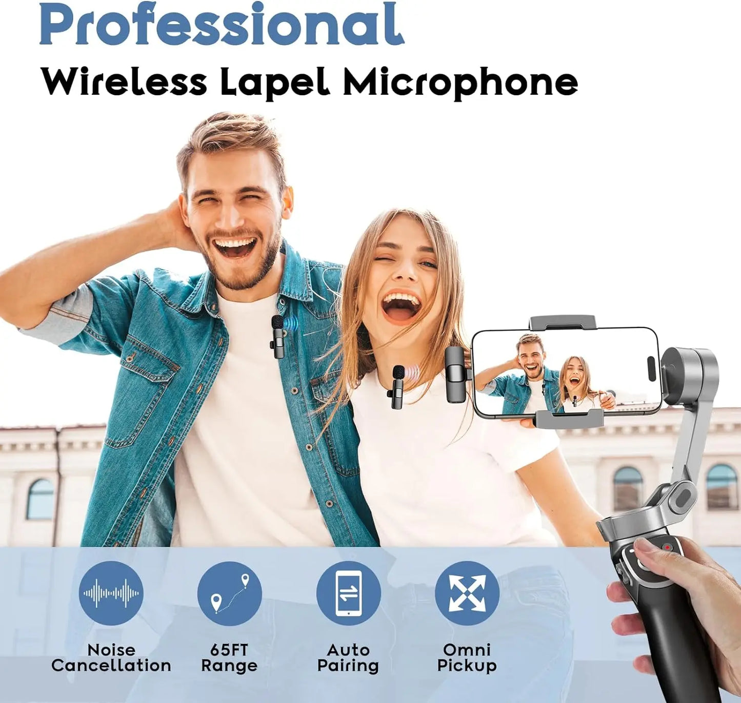 Professional Wireless Lavalier Lapel Microphone for iPhone Android