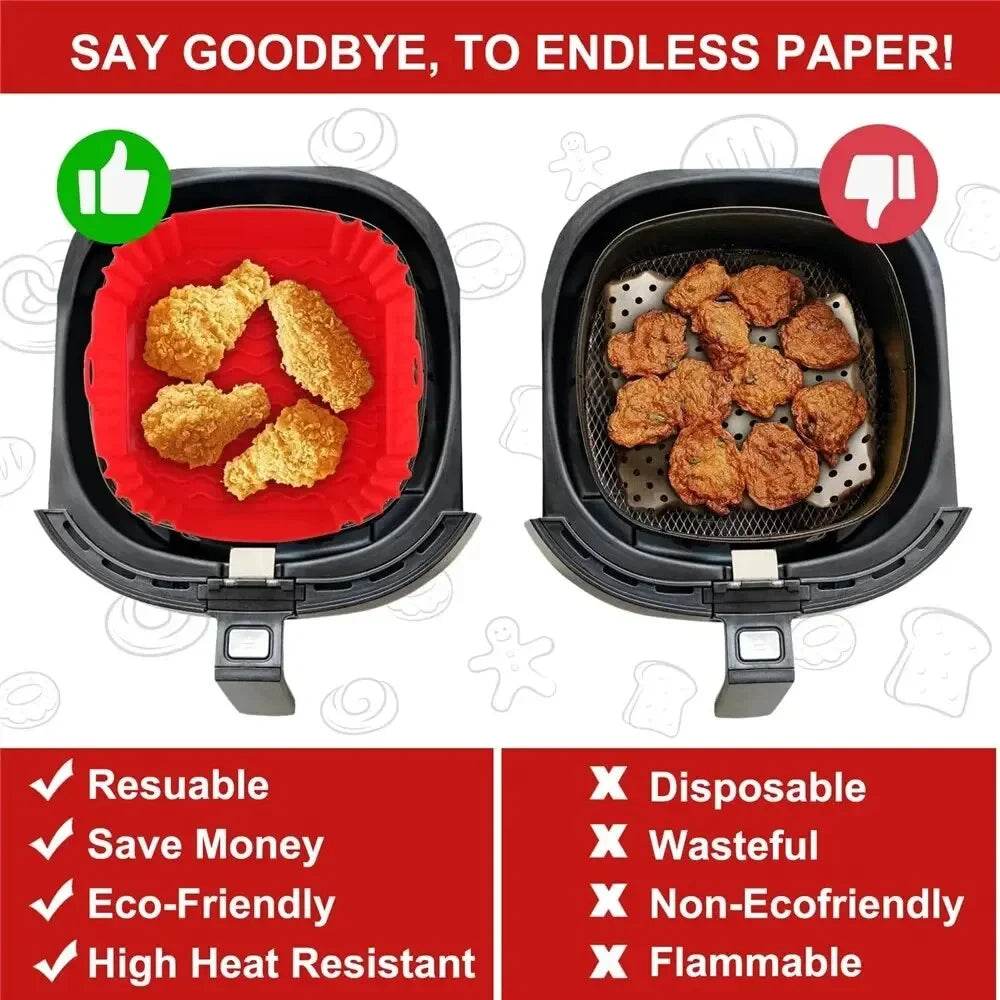 1PC Reusable Airfryer Pan Liner Accessories Silicone Air Fryers Oven