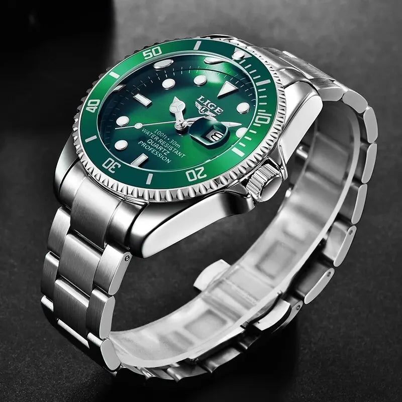 LIGE Top Brand Luxury Fashion Diver Watch Men 30ATM Waterproof Date