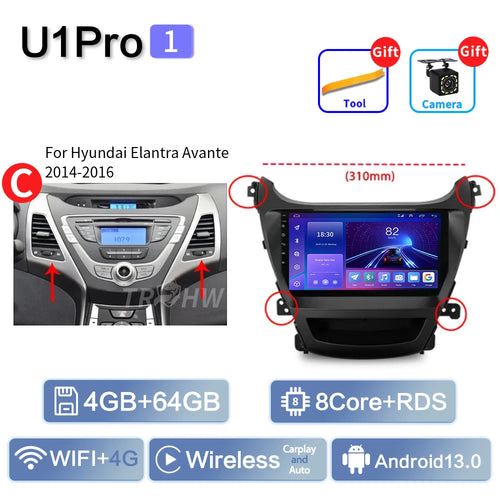 For Hyundai Elantra Avante I35 2011-2016 Car Multimedia Player 2din