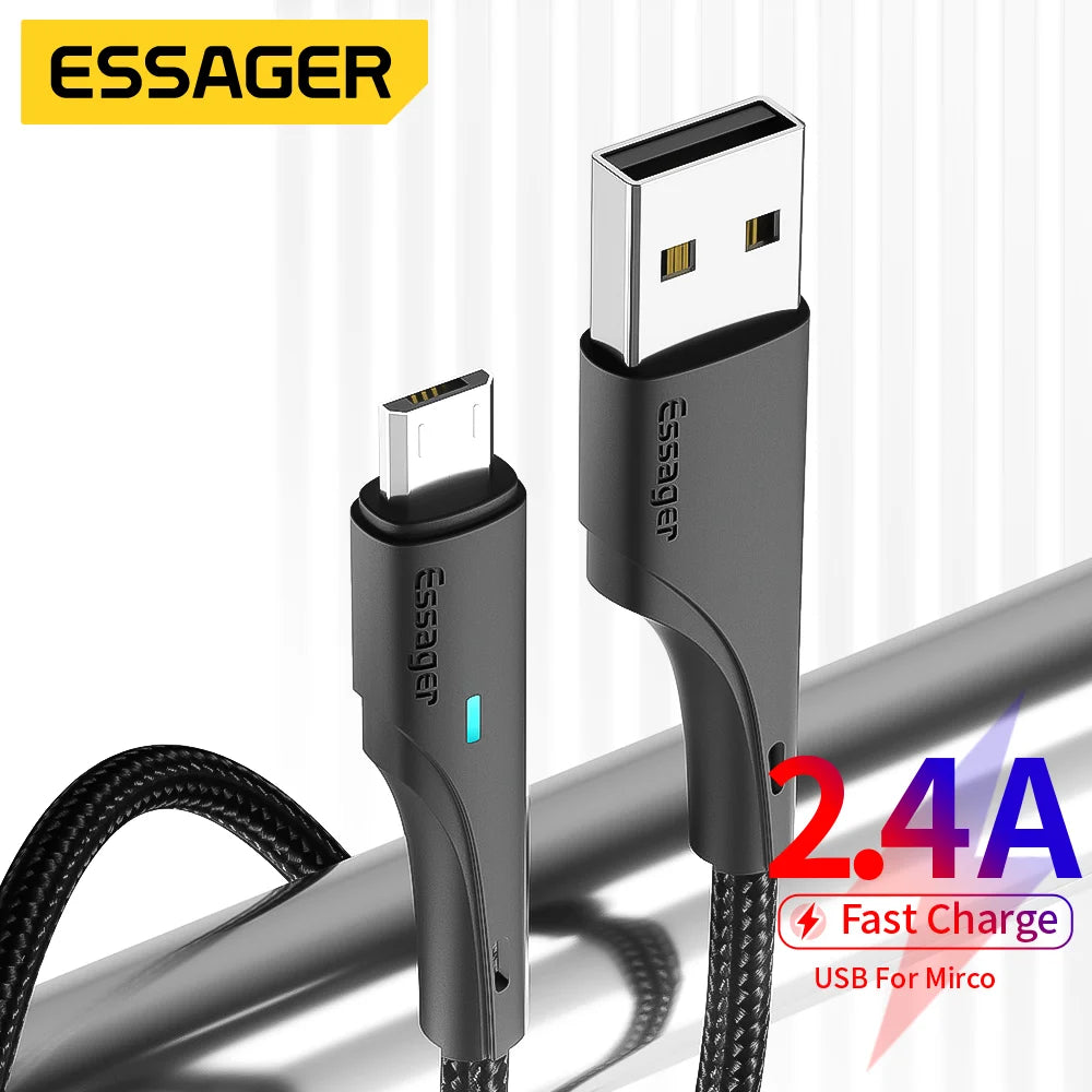 Essager Micro USB Cable 2.4A Fast Charger Wire For Xiaomi Redmi
