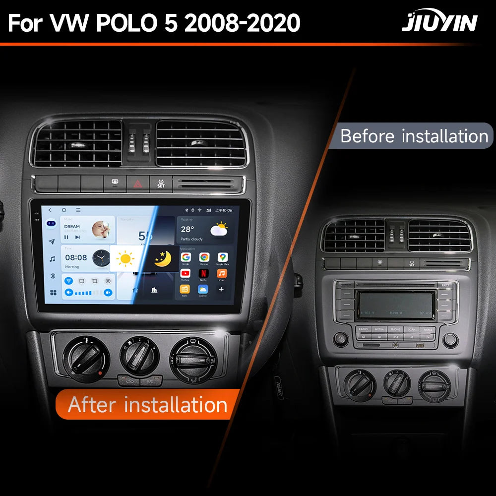 JIUYIN AI Voice Android 13 Auto Radio For VW Volkswagen POLO 5 sedan