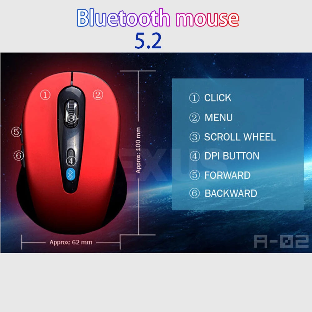 Wireless Mouse Mini Optical Computer Cute 6D Mause 1600 DPI  Portable