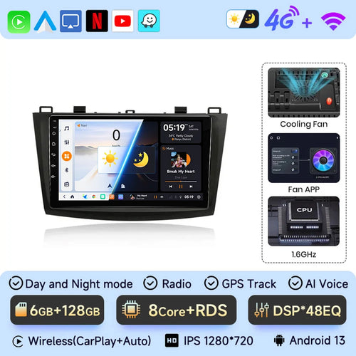 JIUYIN 2 Din Car Radio for Mazda 3 2009 2010 2011 2012 2013 Android 13