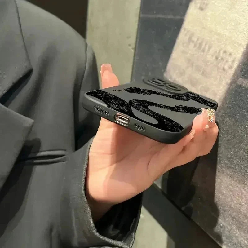 Black Snake Patterned Flower Print Phone Case For iPhone 16 15 14 13