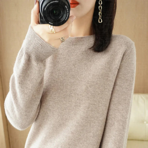 Autumn And Winter Cashmere Sweater Women's Crew Neck Pullover Casual