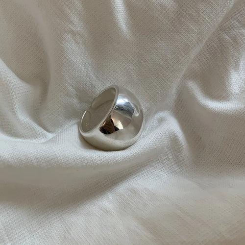 INS Minimalist Silver Color Irregular Wrinkled Surface Finger Rings