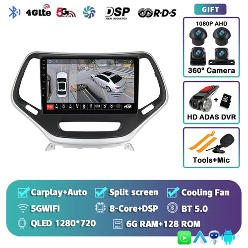 Android 14 Carplay Auto WIFI+4G Car Radio For Jeep Cherokee 5